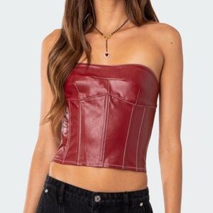Red Faux Leather Corest